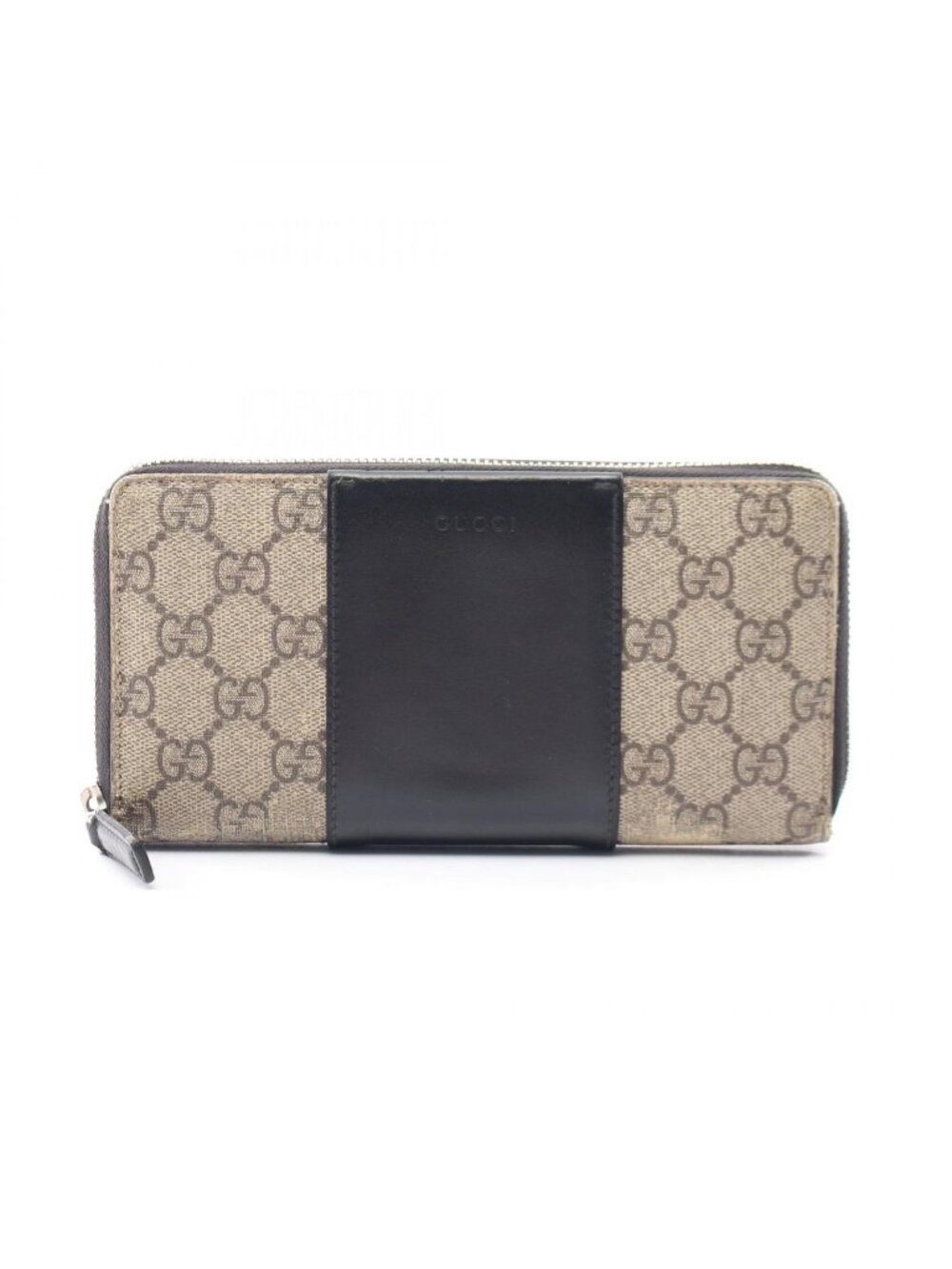 Gucci Round Wallet Eden GG Supreme Beige Black Leather